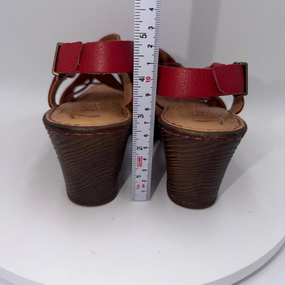 Born Carmo Red Leather Strappy Wedge Sandals Womens 9M - Picture 6 of 8